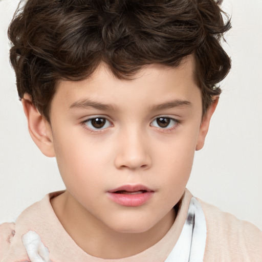 Neutral white child male with short  brown hair and brown eyes