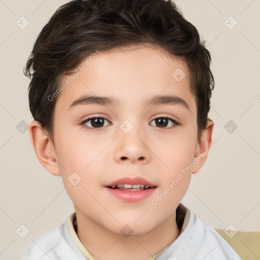 Neutral white child male with short  brown hair and brown eyes