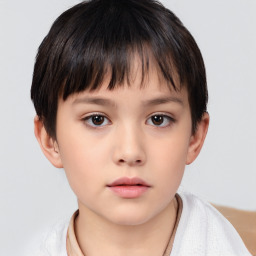 Neutral white child female with short  brown hair and brown eyes