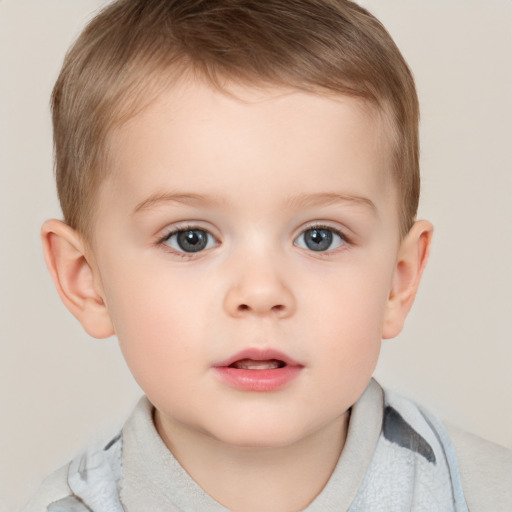 Neutral white child male with short  brown hair and brown eyes