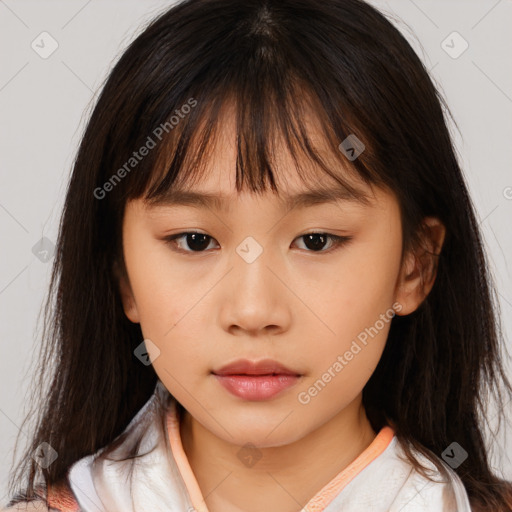 Neutral white child female with medium  brown hair and brown eyes