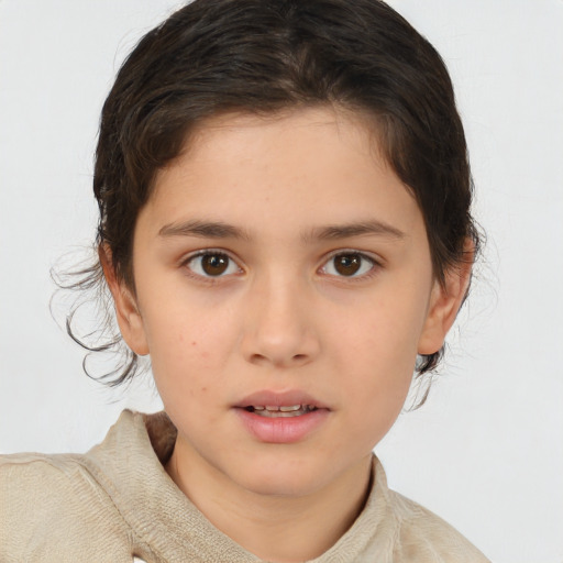 Neutral white child female with medium  brown hair and brown eyes