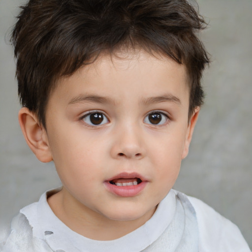 Neutral white child male with short  brown hair and brown eyes