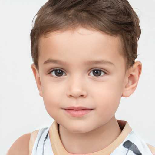 Neutral white child male with short  brown hair and brown eyes