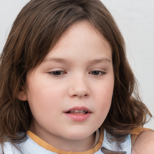 Neutral white child female with medium  brown hair and brown eyes