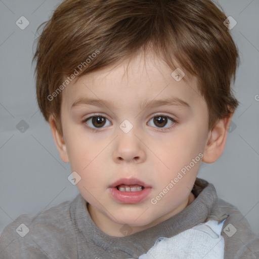 Neutral white child male with short  brown hair and brown eyes