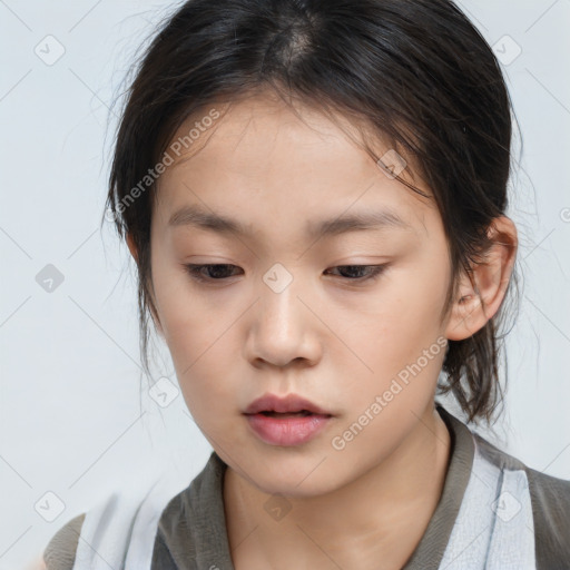 Neutral white child female with medium  brown hair and brown eyes