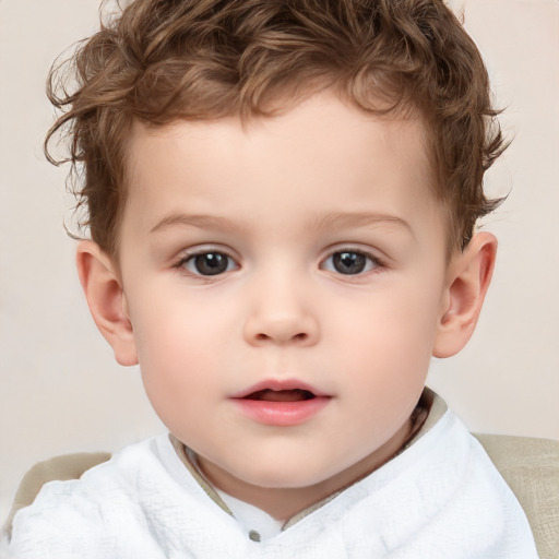 Neutral white child male with short  brown hair and brown eyes