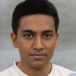 Neutral asian young-adult male with short  brown hair and brown eyes