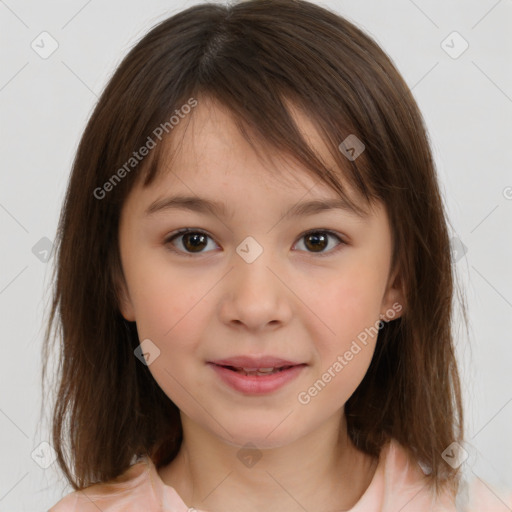 Neutral white child female with medium  brown hair and brown eyes