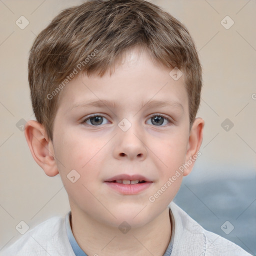 Neutral white child male with short  brown hair and brown eyes