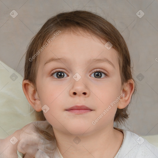 Neutral white child female with medium  brown hair and brown eyes