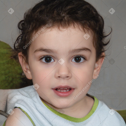 Neutral white child male with short  brown hair and brown eyes