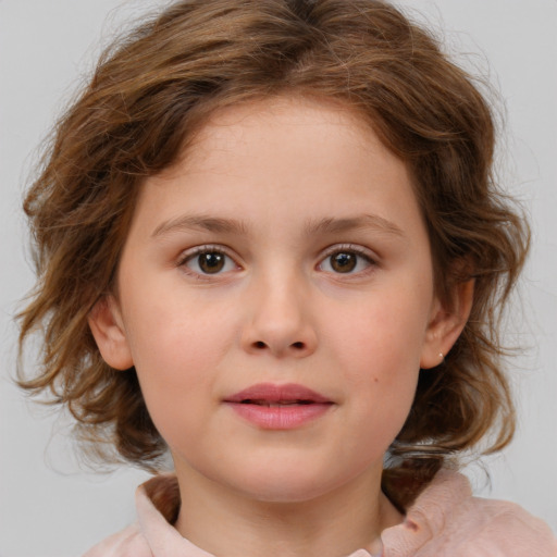 Neutral white child female with medium  brown hair and brown eyes