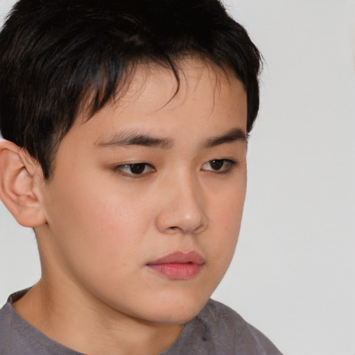 Neutral asian young-adult male with short  brown hair and brown eyes