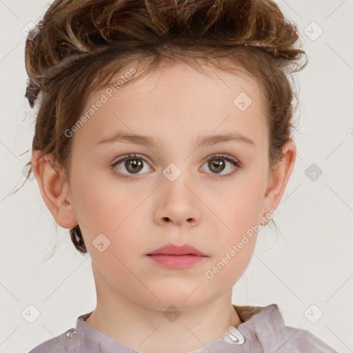 Neutral white child female with medium  brown hair and brown eyes