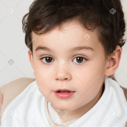 Neutral white child male with short  brown hair and brown eyes