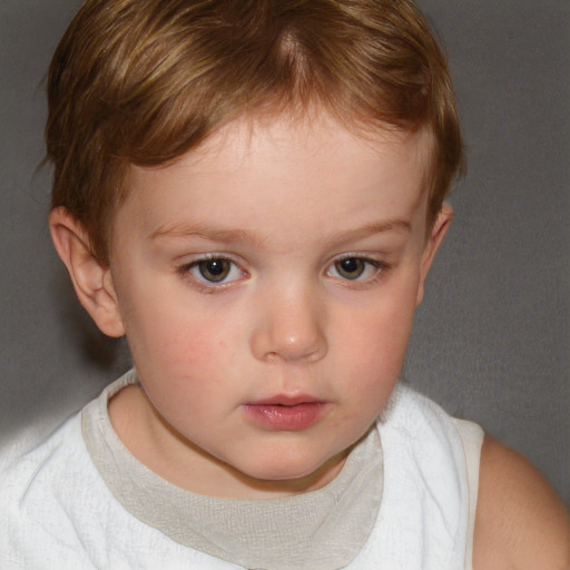 Neutral white child female with short  brown hair and brown eyes