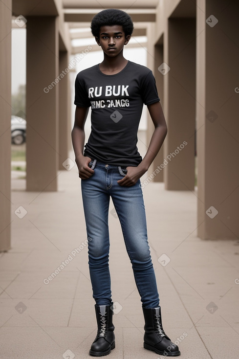 Sudanese teenager boy with  black hair