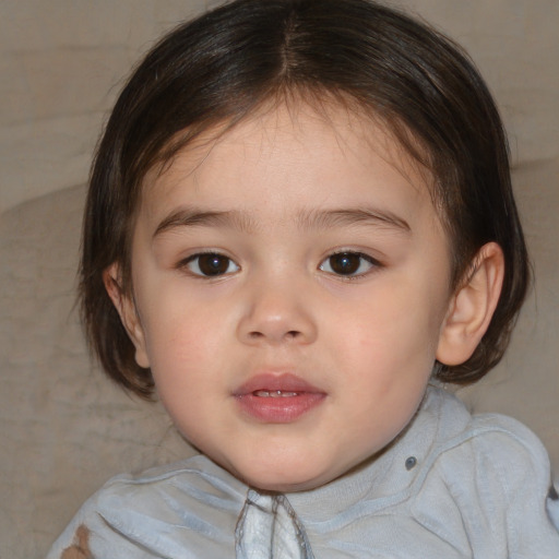 Neutral white child female with medium  brown hair and brown eyes