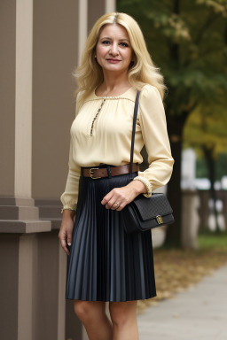 Romanian middle-aged female with  blonde hair