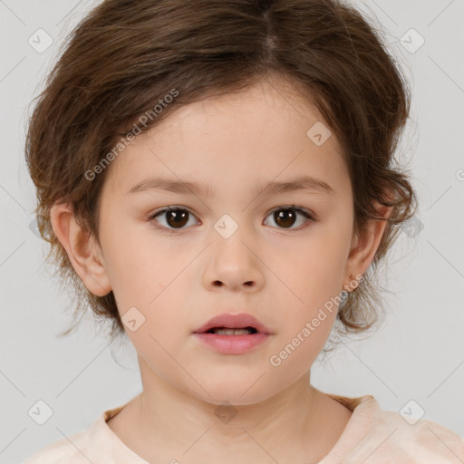 Neutral white child female with medium  brown hair and brown eyes