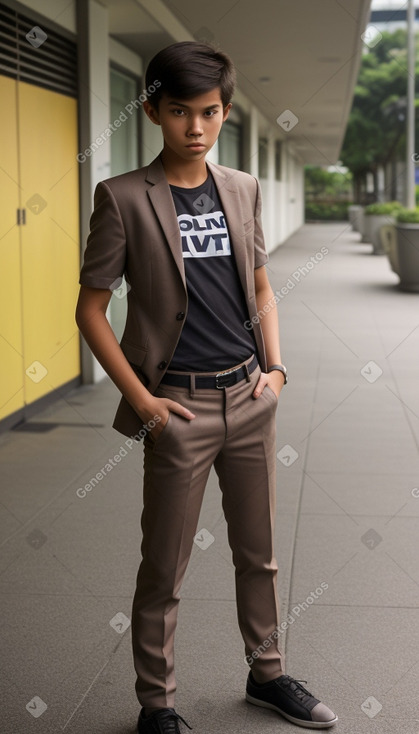 Singaporean teenager boy with  brown hair