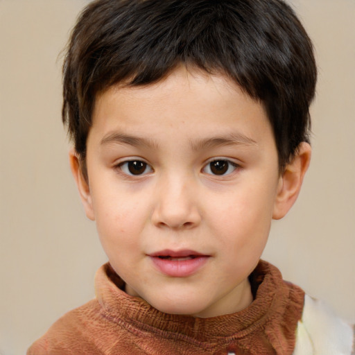 Neutral white child male with short  brown hair and brown eyes