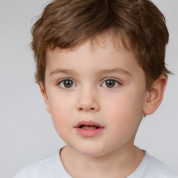 Neutral white child male with short  brown hair and brown eyes