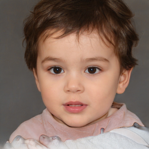 Neutral white child female with short  brown hair and brown eyes