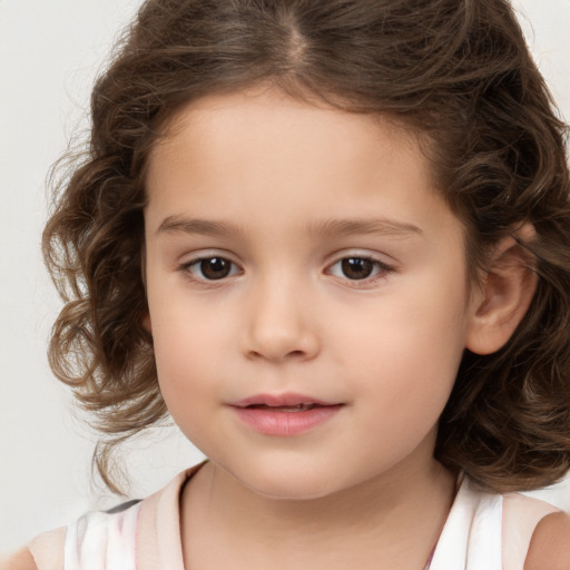 Neutral white child female with medium  brown hair and brown eyes