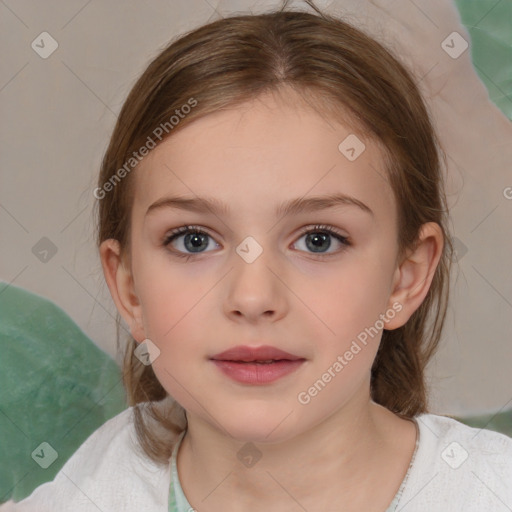 Neutral white child female with medium  brown hair and brown eyes