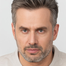 Neutral white adult male with short  brown hair and brown eyes