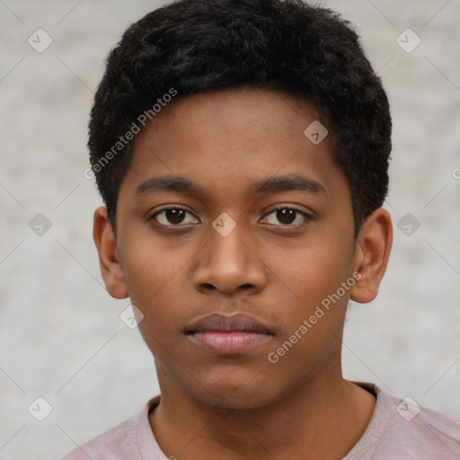 Neutral black child male with short  black hair and brown eyes