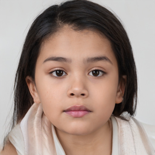 Neutral asian child female with medium  brown hair and brown eyes