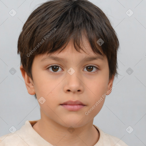 Neutral white child female with short  brown hair and brown eyes