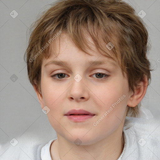 Neutral white child female with medium  brown hair and brown eyes