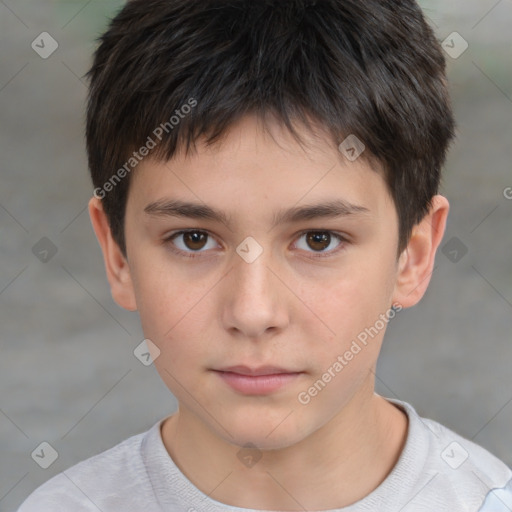 Neutral white child male with short  brown hair and brown eyes