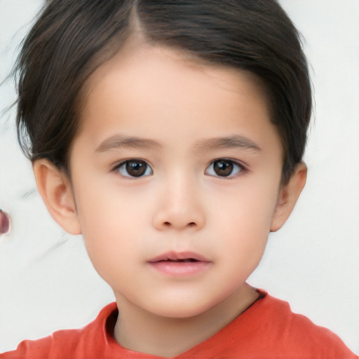 Neutral white child female with short  brown hair and brown eyes