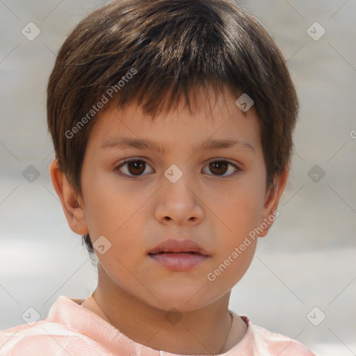 Neutral white child male with short  brown hair and brown eyes