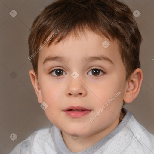 Neutral white child male with short  brown hair and brown eyes