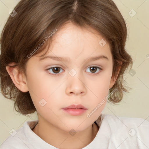 Neutral white child female with medium  brown hair and brown eyes