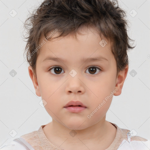 Neutral white child male with short  brown hair and brown eyes