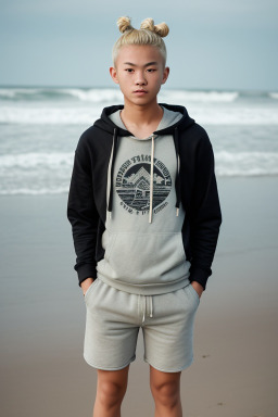 Chinese teenager boy with  blonde hair