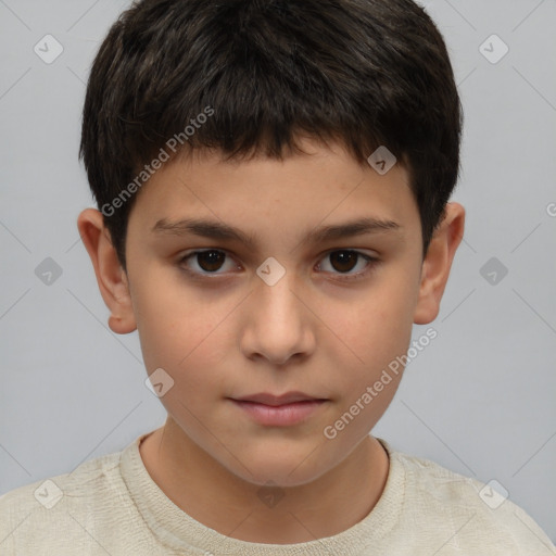 Neutral white child male with short  brown hair and brown eyes