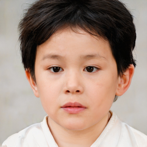 Neutral white child female with short  brown hair and brown eyes