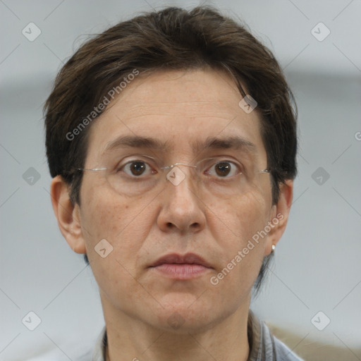 Neutral white adult male with short  brown hair and brown eyes