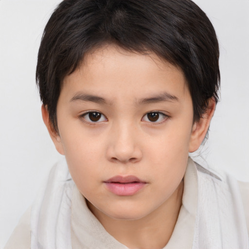 Neutral asian child female with medium  brown hair and brown eyes