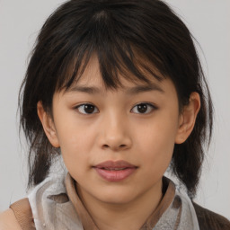 Neutral asian young-adult female with medium  brown hair and brown eyes