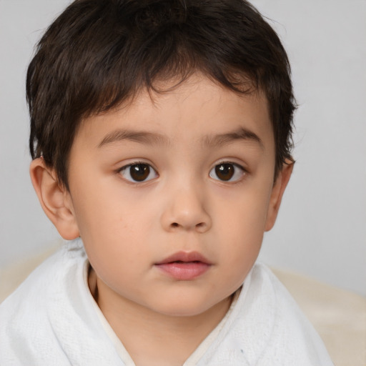 Neutral white child male with short  brown hair and brown eyes